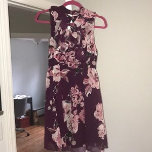 Floral Purple Ruffle-top Dress